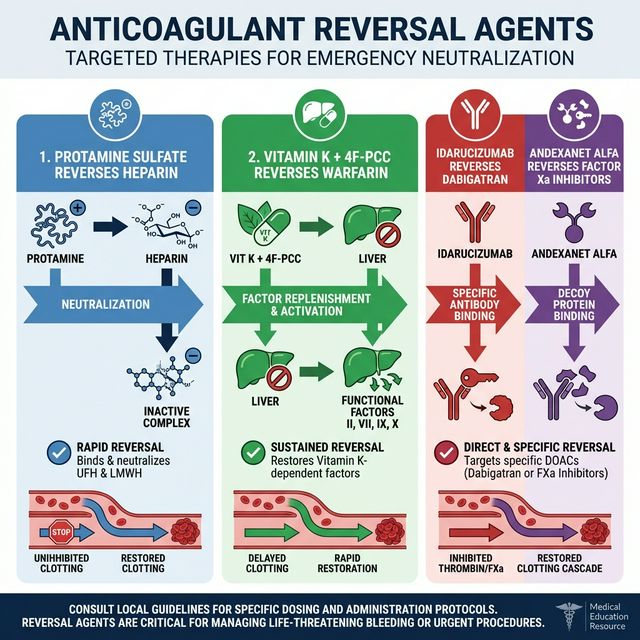 Anticoagulant Reversal Agents - Protamine, Vitamin K, Idarucizumab, Andexanet alfa