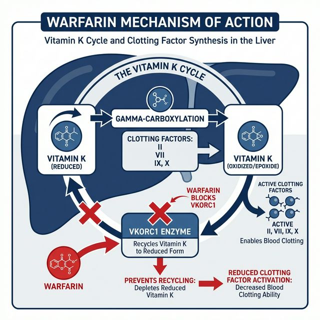 Warfarin Mechanism of Action - Vitamin K Cycle